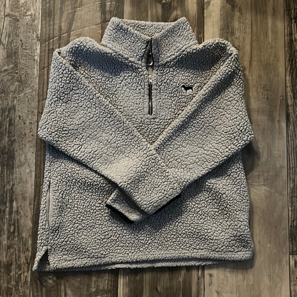 PINK gray Sherpa/teddy hoodie size medium